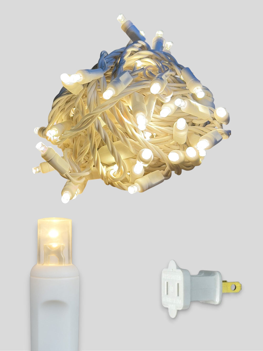 50L 6 inch spacing concave LED mini Christmas lights - White Wire Warm White