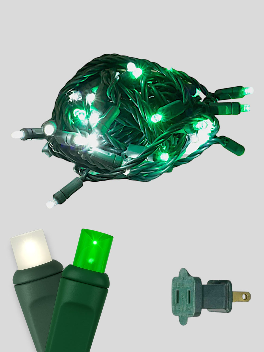 50L 6 inch spacing concave LED mini Christmas lights - Wintermint Green Pure White
