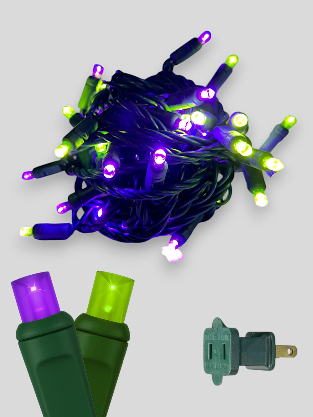 50L 6 inch spacing concave LED mini Christmas lights - Witch Purple Lime