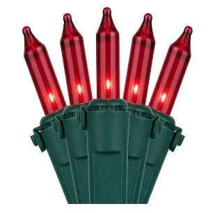 50L incandescent mini lights 6 inch spacing red