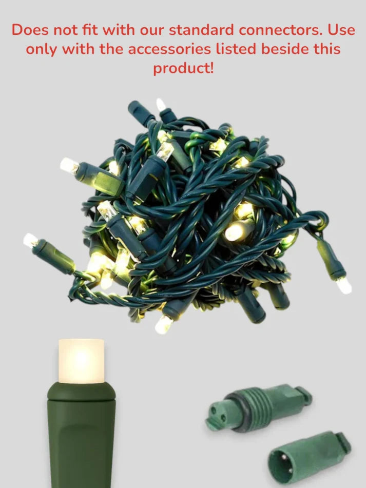 70L warm white coaxial concave LED mini lights alternate connector system