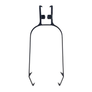 Black metal roof clip designed for securing Christmas lights without damaging the roof.