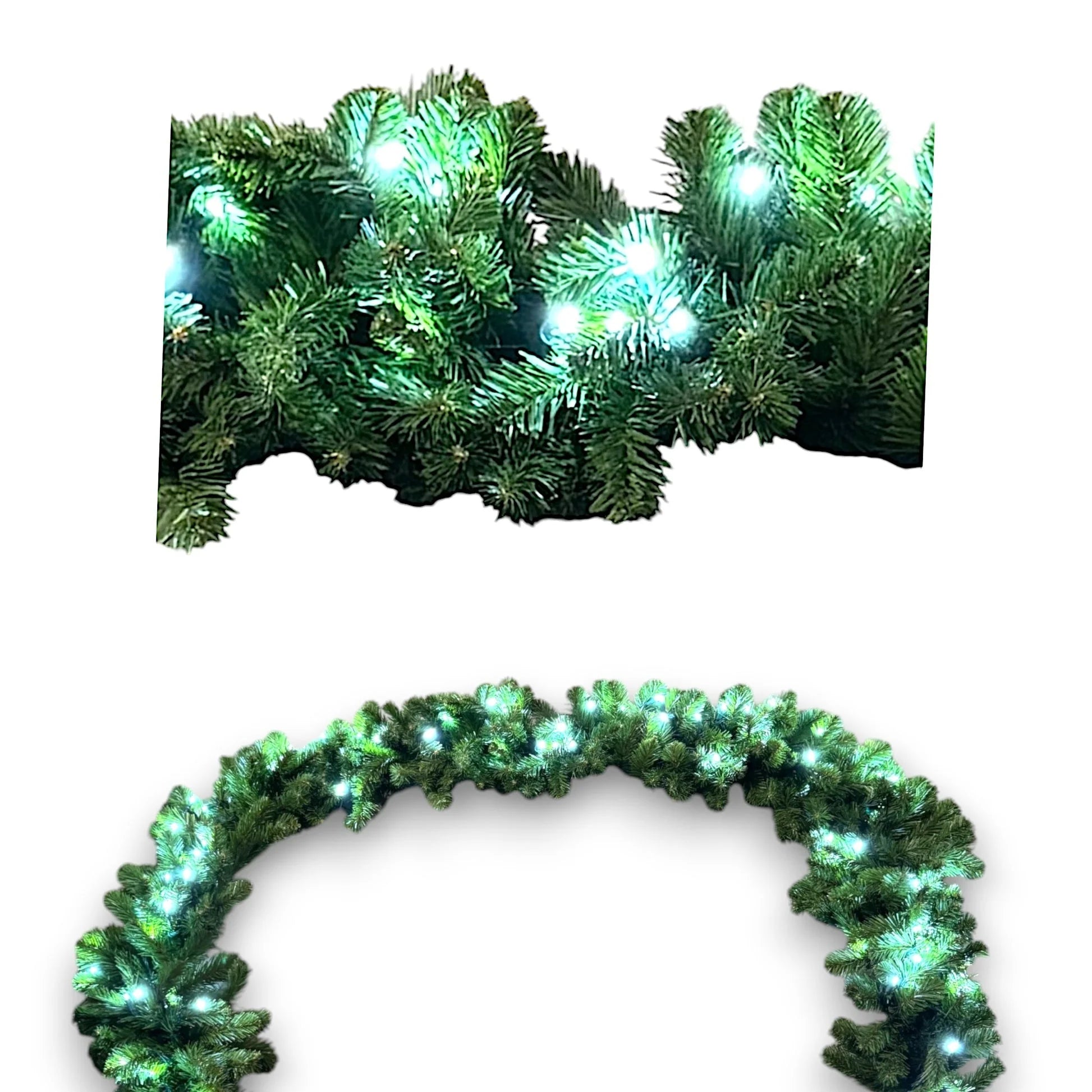 9 foot by 14 inch Evergreen Garland pure white gallery view