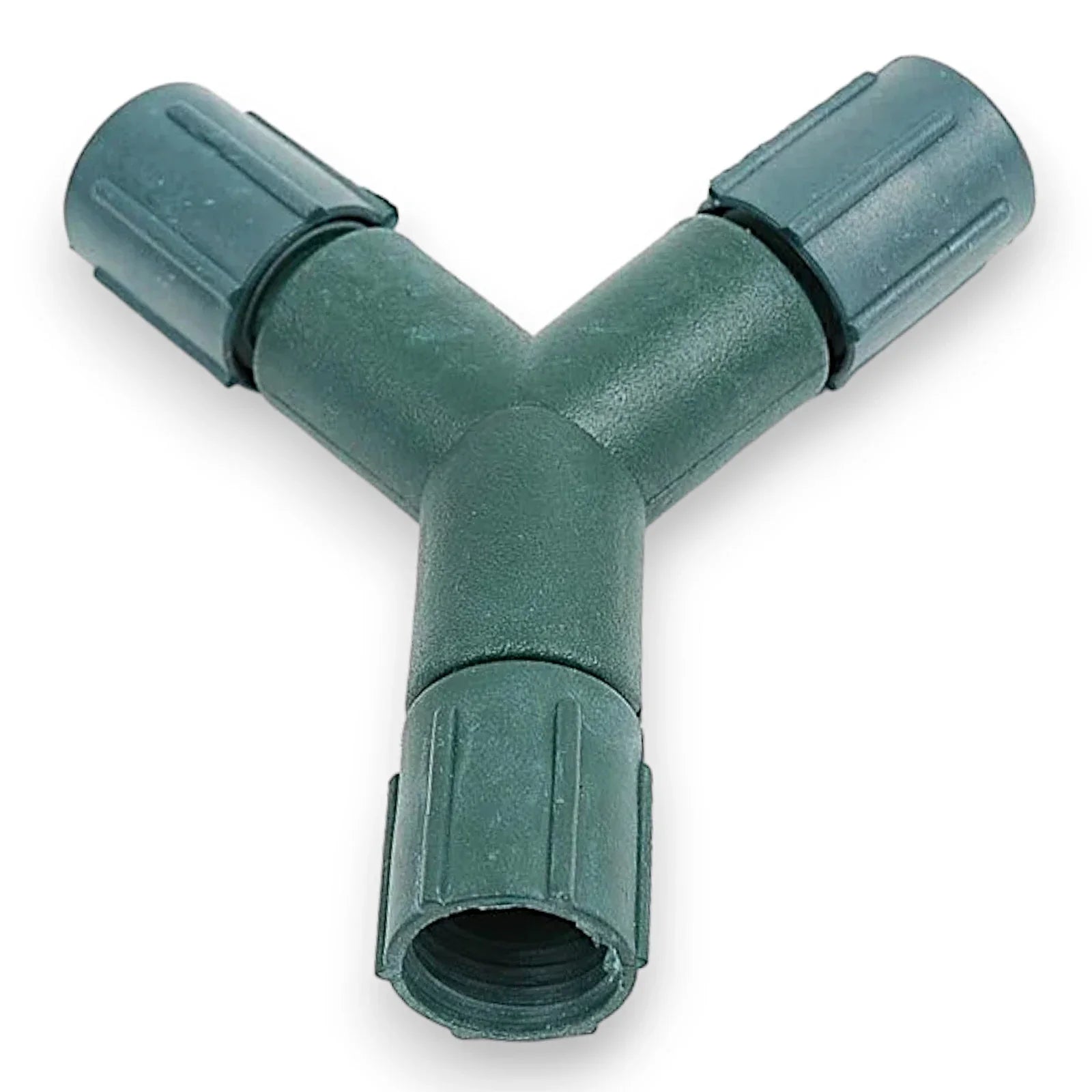 Green weather-tight coaxial Y splitter for alternate 70-light mini-light connectors.