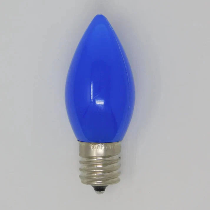 C7 blue opaque incandescent Christmas light bulb