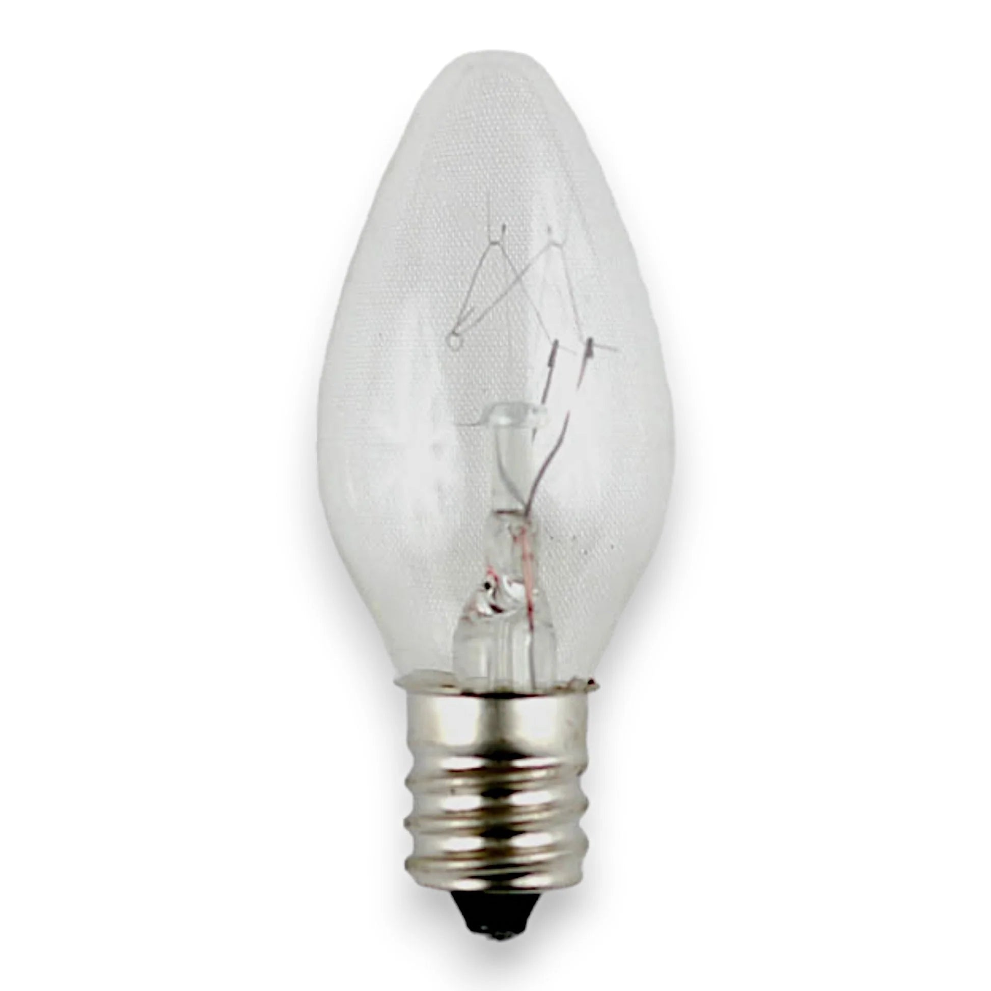 C7 clear transparent incandescent Christmas light bulb