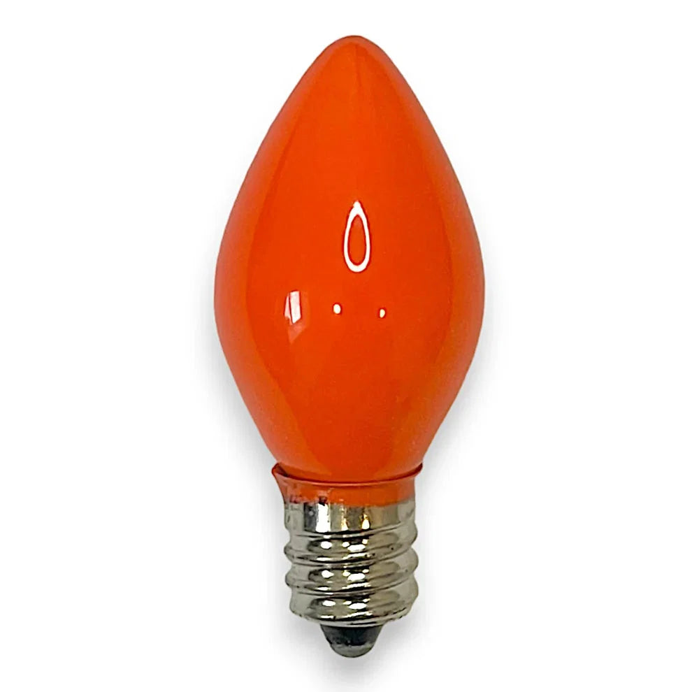 C7 orange opaque incandescent Christmas light bulb
