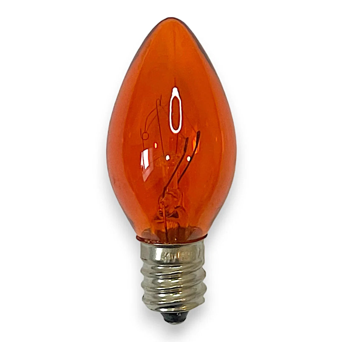 C7 orange transparent incandescent Christmas light bulb