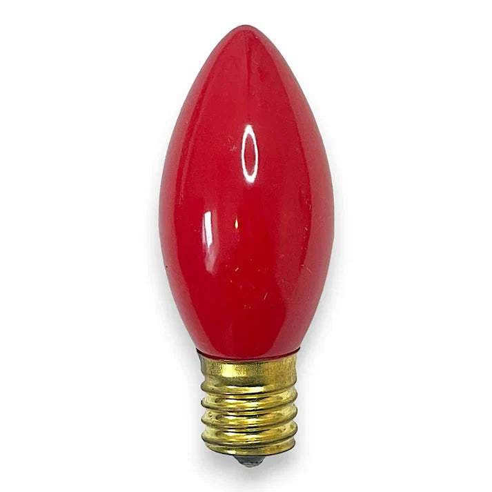 C7 red opaque incandescent Christmas light bulb