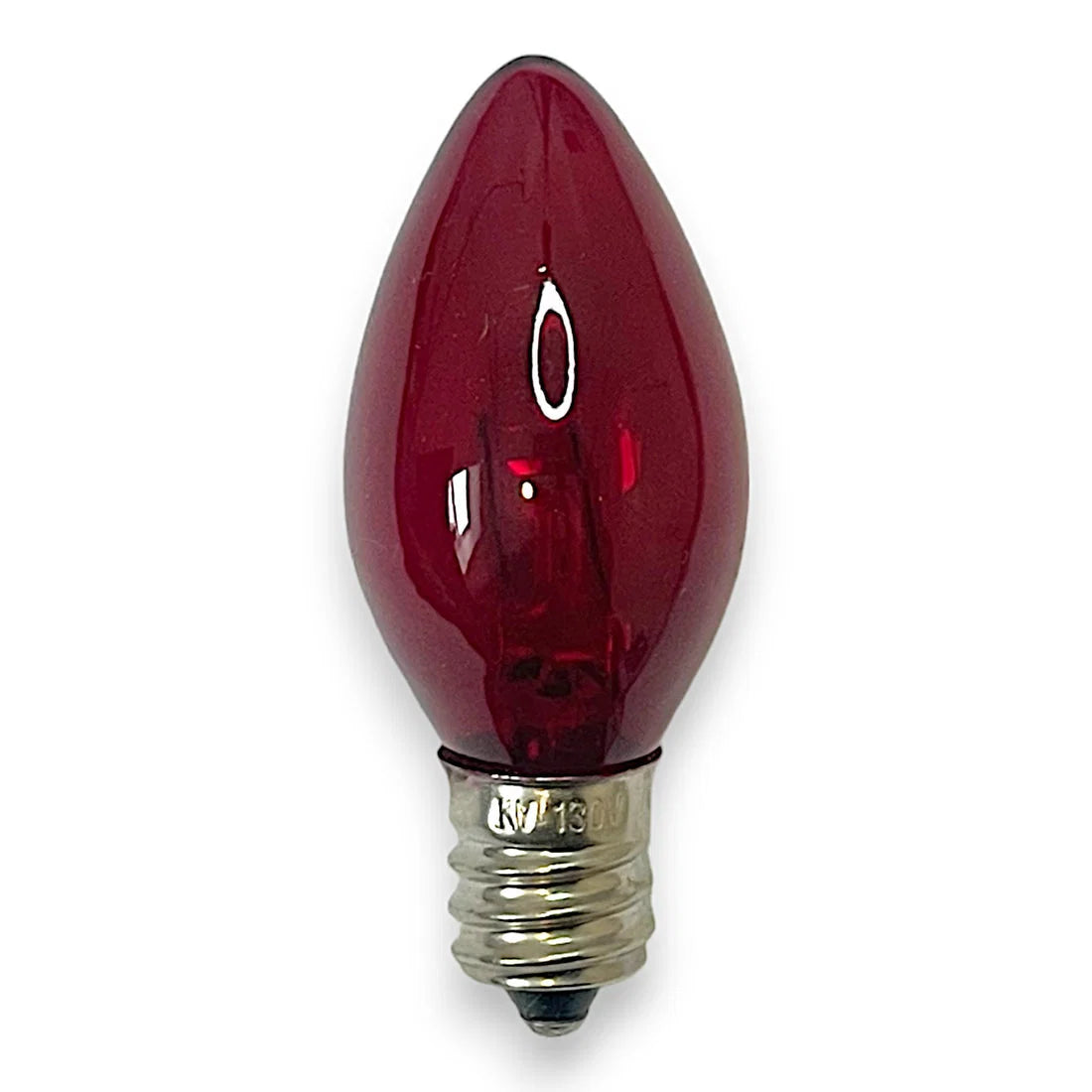 C7 red transparent incandescent Christmas light bulb