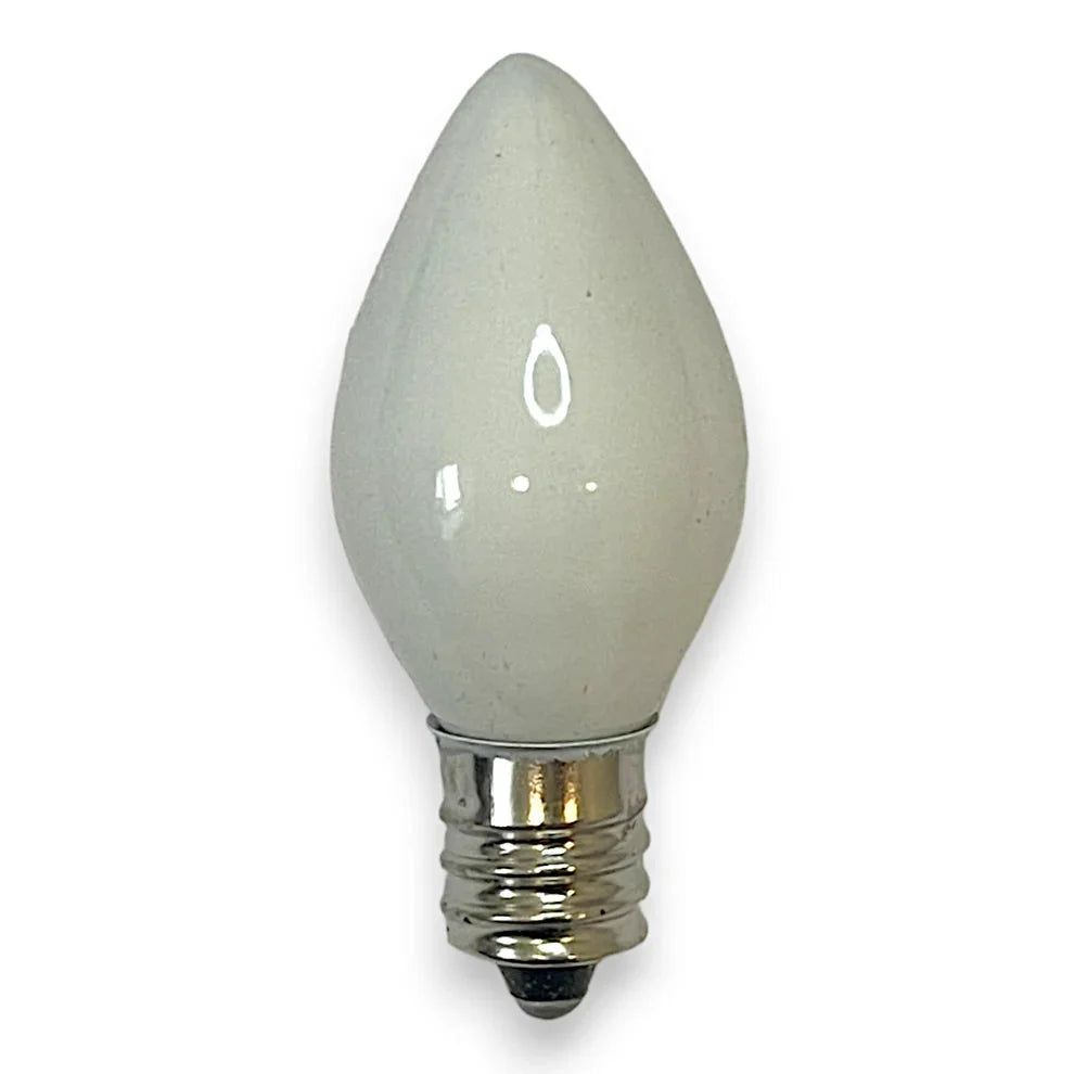 C7 white opaque incandescent Christmas light bulb