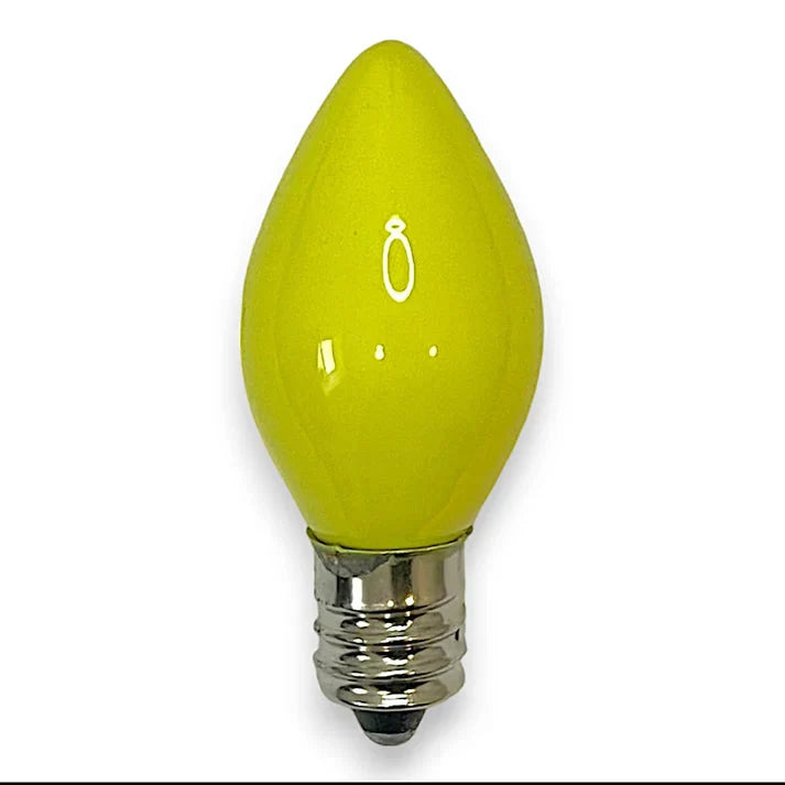 C7 yellow opaque incandescent Christmas light bulb