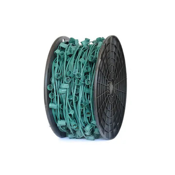 Green C9 500 socket wire spool for professional Christmas light installation