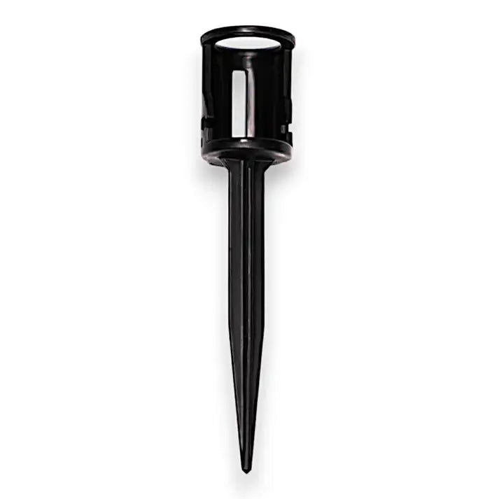 Black solar-powered outdoor light on a white background