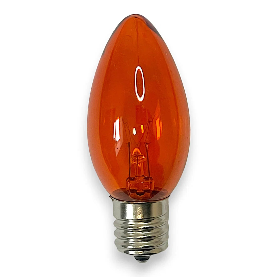 C9 transparent incandescent orange Christmas light bulb