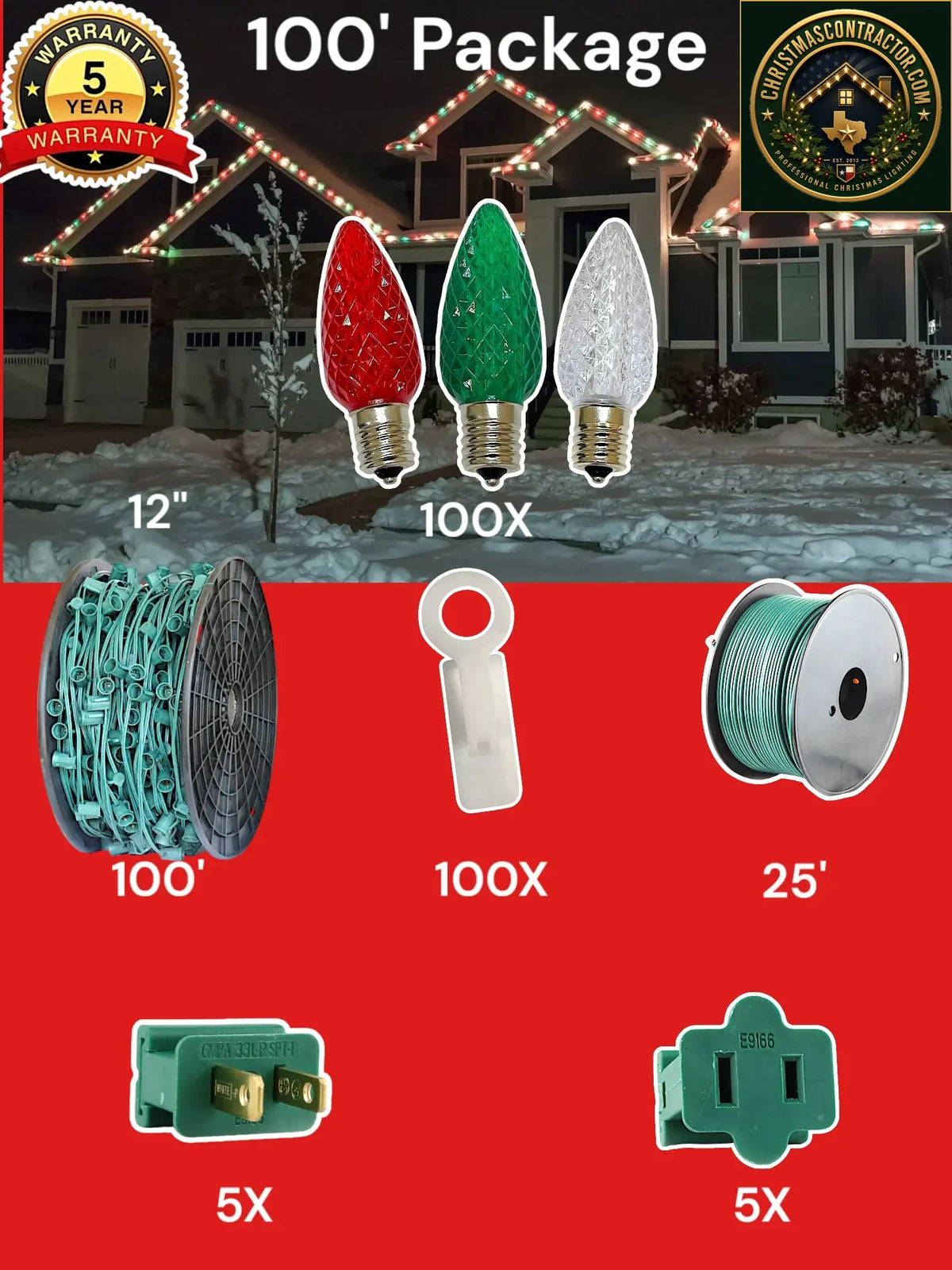 C9 100 and 125 foot Christmas Light Pro Package source configuration 05 — ChristmasContractor.com
