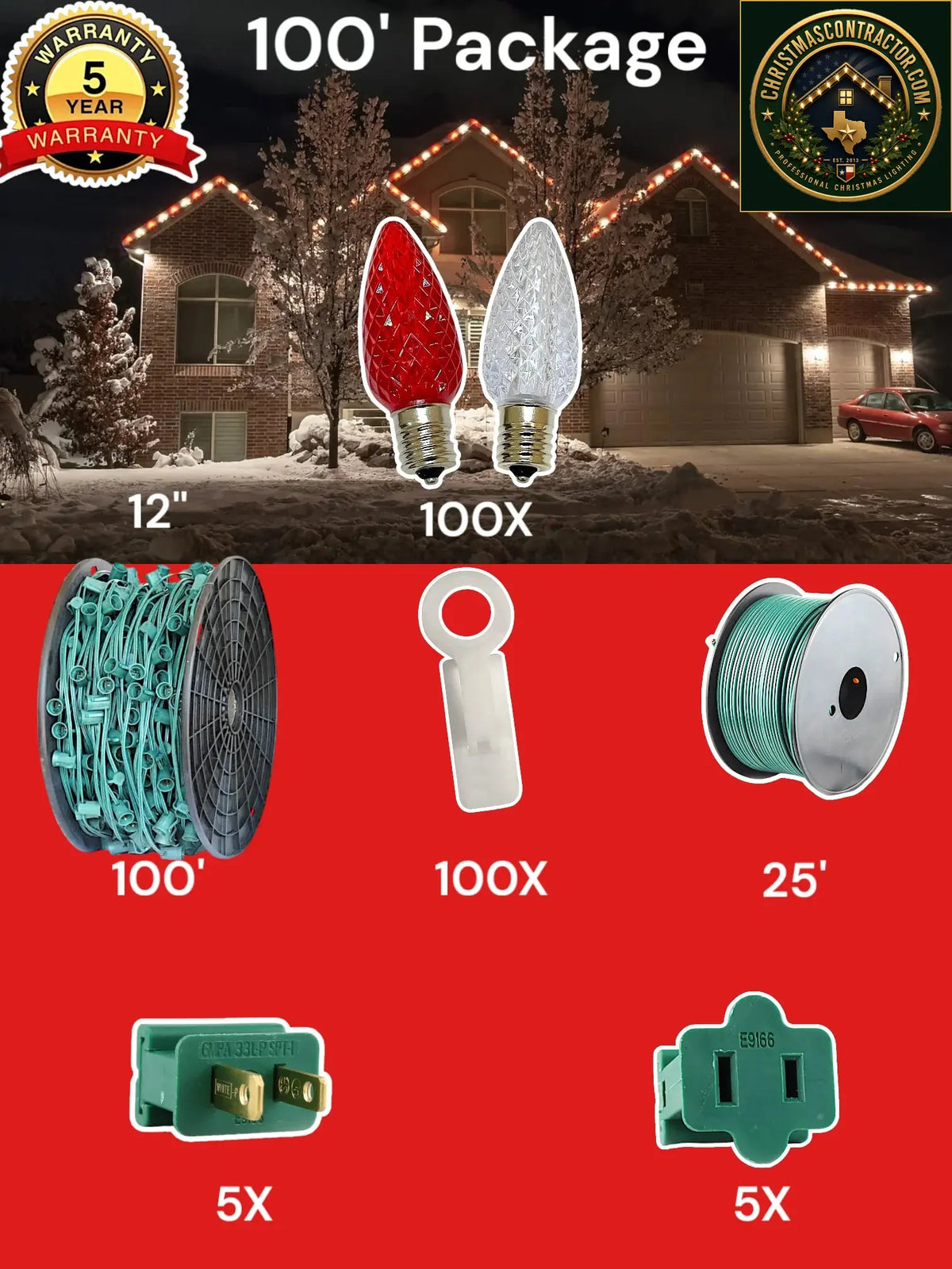 C9 100 and 125 foot Christmas Light Pro Package source configuration 07 — ChristmasContractor.com