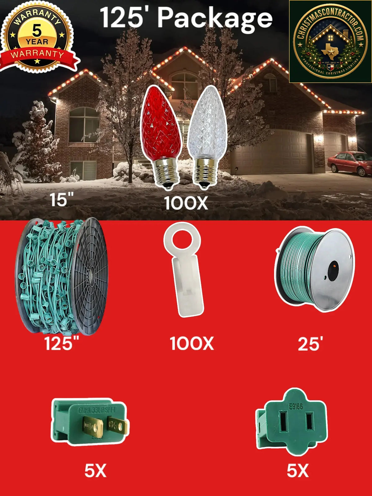 C9 100 and 125 foot Christmas Light Pro Package source configuration 08 — ChristmasContractor.com