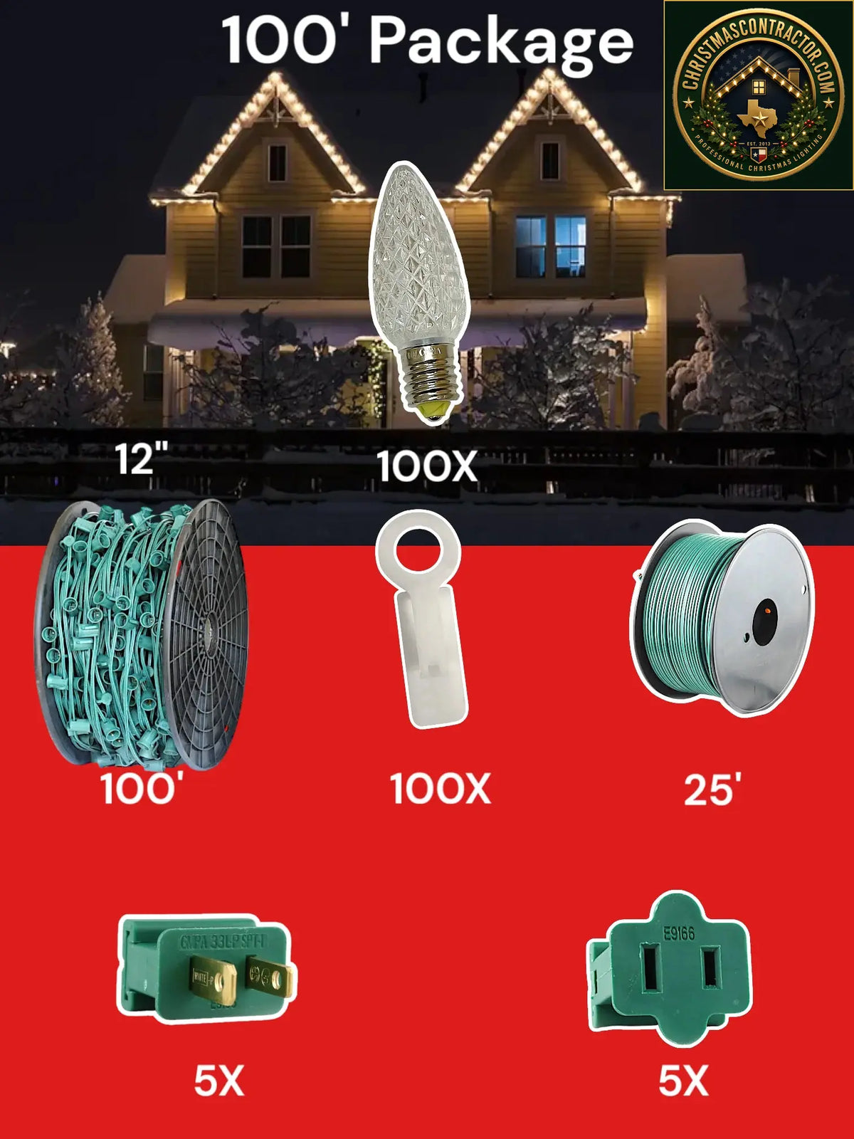 C9 100 and 125 foot Christmas Light Pro Package source configuration 10 — ChristmasContractor.com