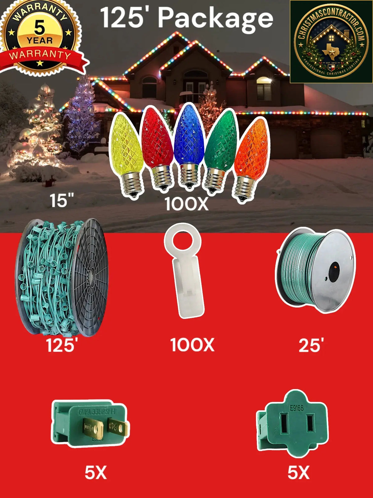 C9 100 and 125 foot Christmas Light Pro Package source configuration 11 — ChristmasContractor.com