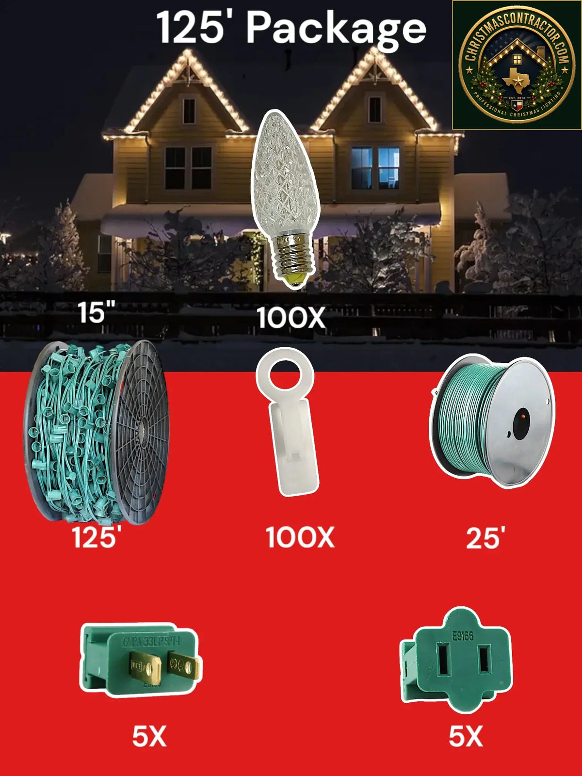 C9 100 and 125 foot Christmas Light Pro Package source configuration 14 — ChristmasContractor.com