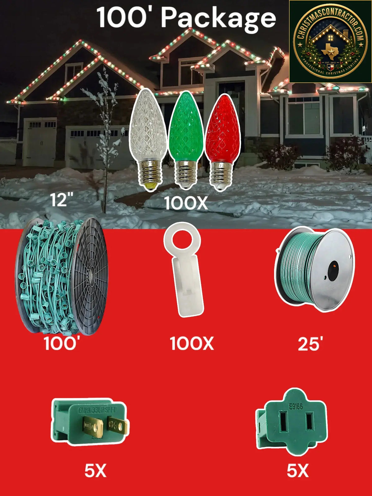 C9 100 and 125 foot Christmas Light Pro Package source configuration 15 — ChristmasContractor.com