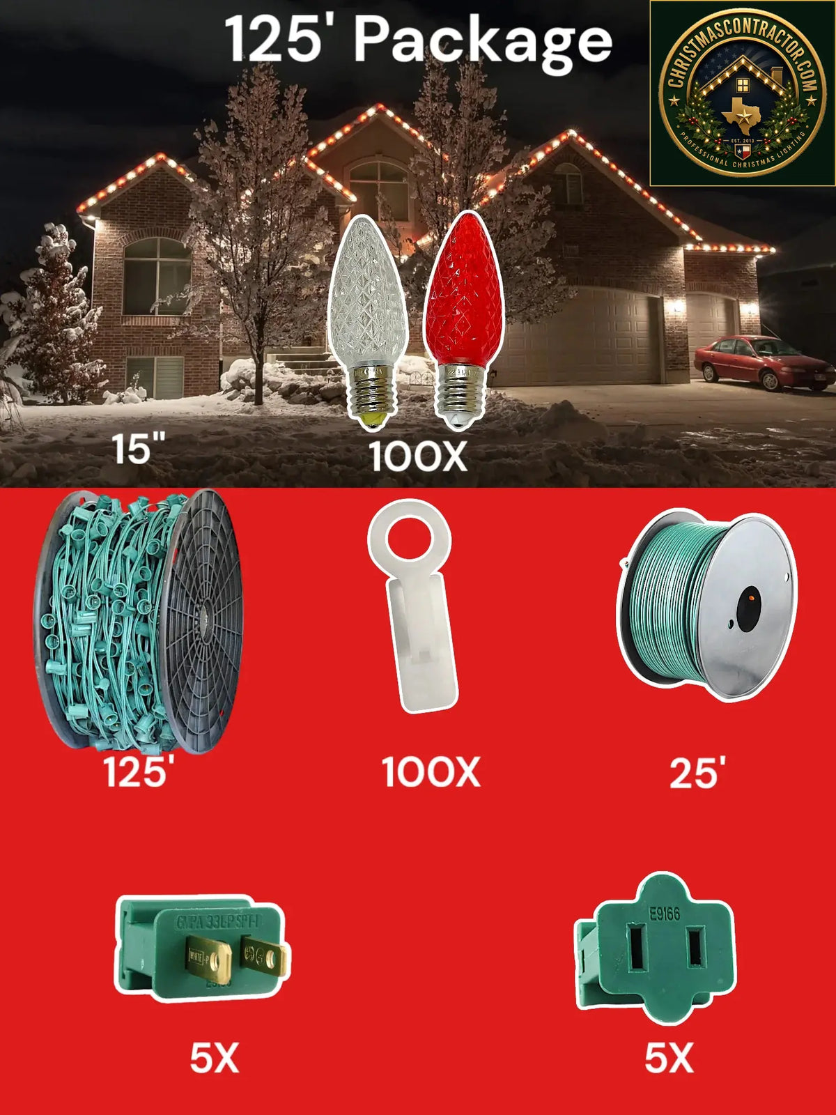 C9 100 and 125 foot Christmas Light Pro Package source configuration 18 — ChristmasContractor.com