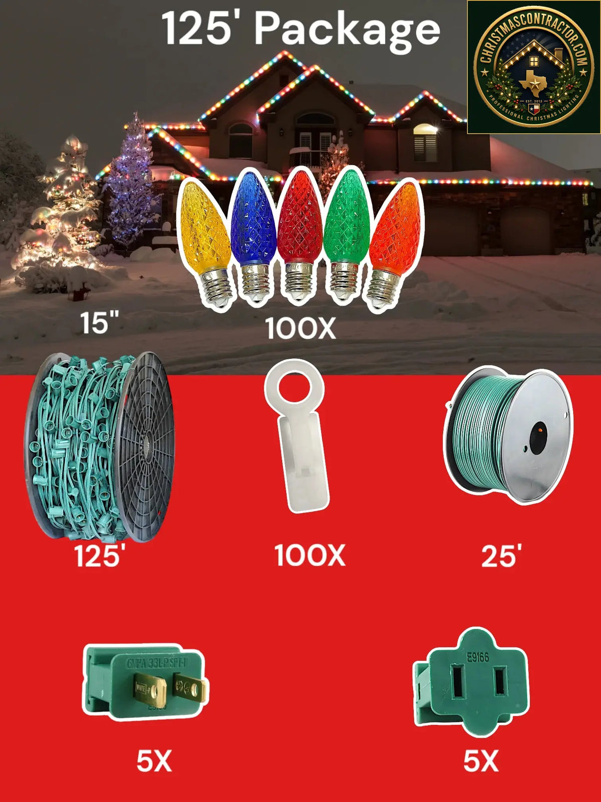C9 100 and 125 foot Christmas Light Pro Package source configuration 20 — ChristmasContractor.com