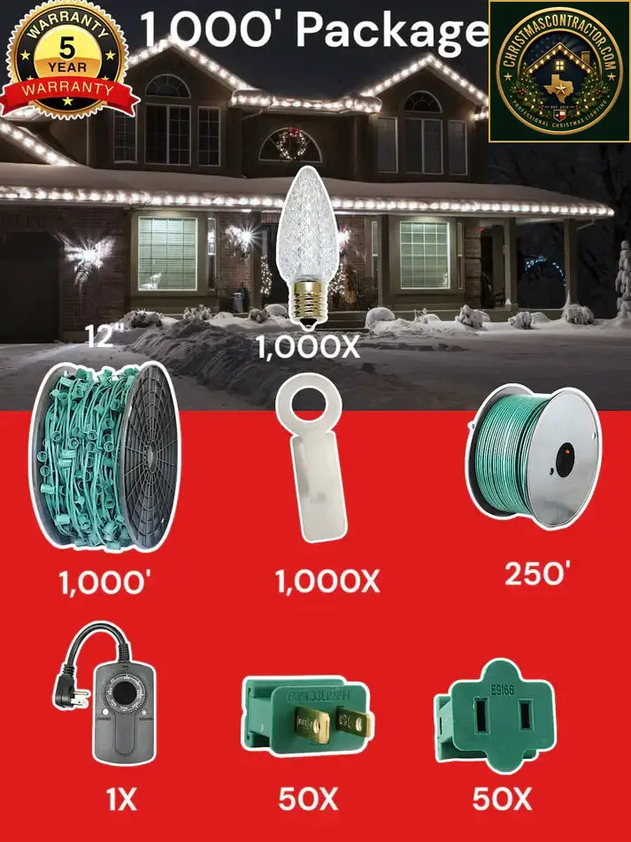 Christmas light pro package pure white — ChristmasContractor.com