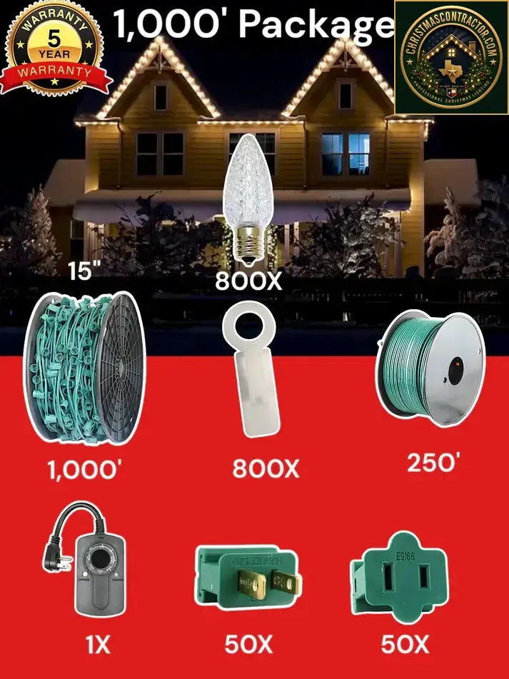 Christmas light pro package 15 sun warm white — ChristmasContractor.com