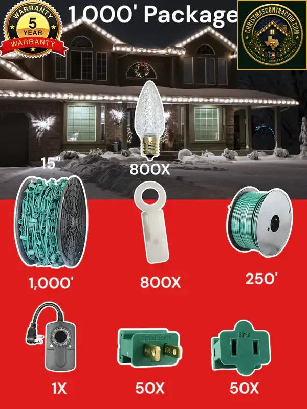 Christmas light pro package 15 pure white — ChristmasContractor.com