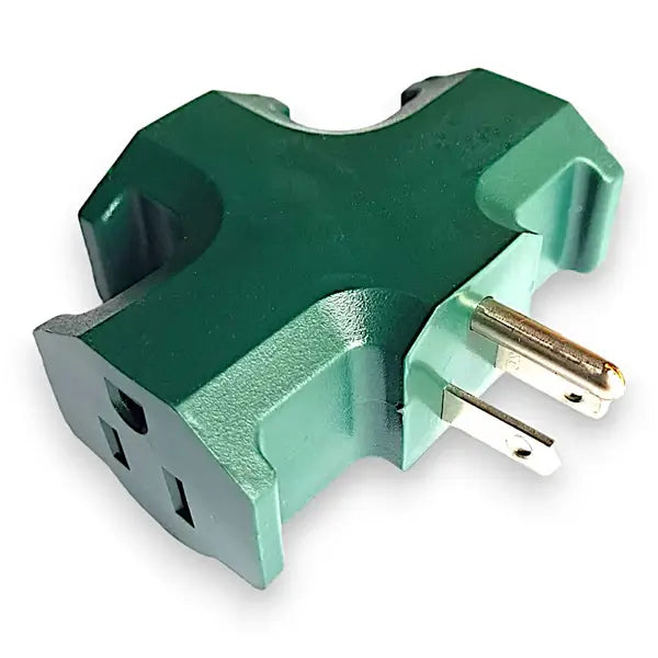 Green electrical adapter for 3 prong extension cords