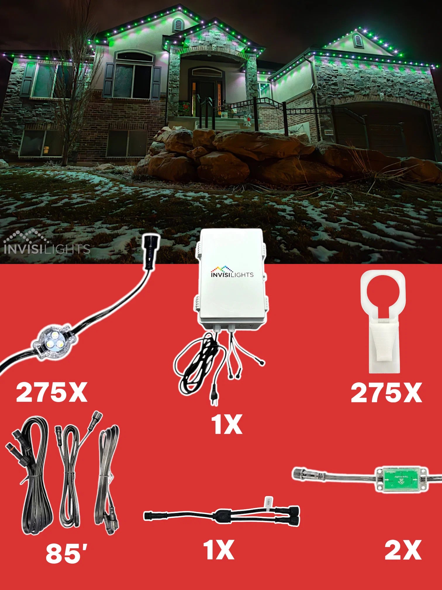 Invisi-Clips 275 foot Smart-Light Kit white gutter clip
