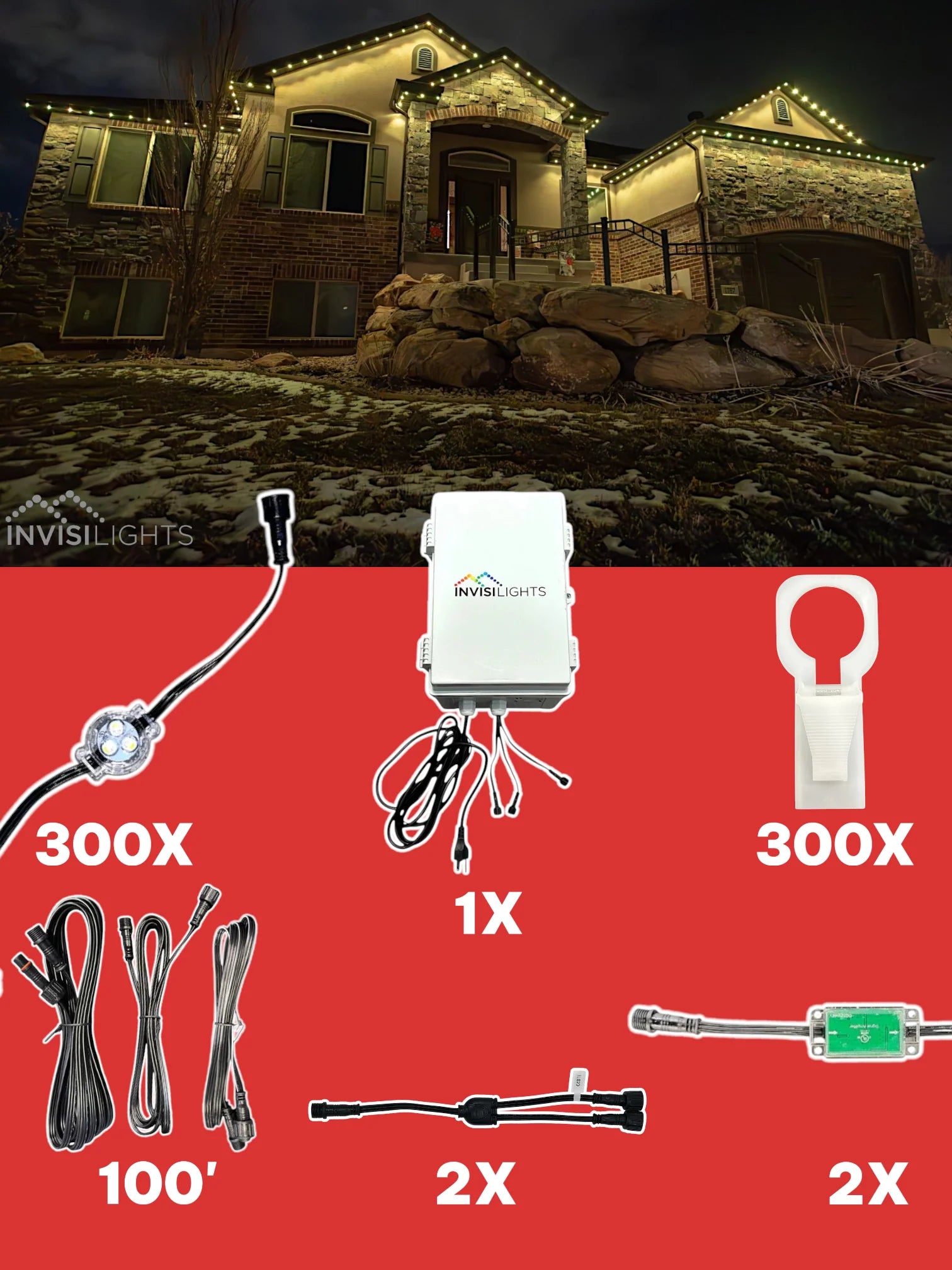 Invisi-Clips 300 foot Smart-Light Kit white gutter clip