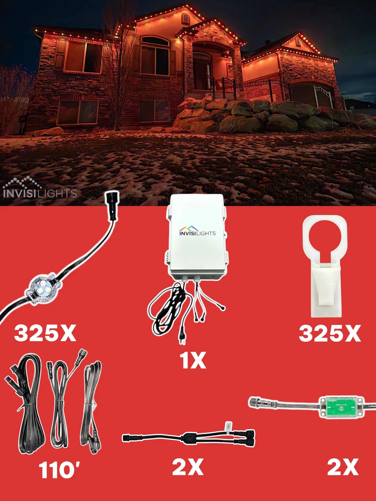 Invisi-Clips 325 foot Smart-Light Kit white gutter clip