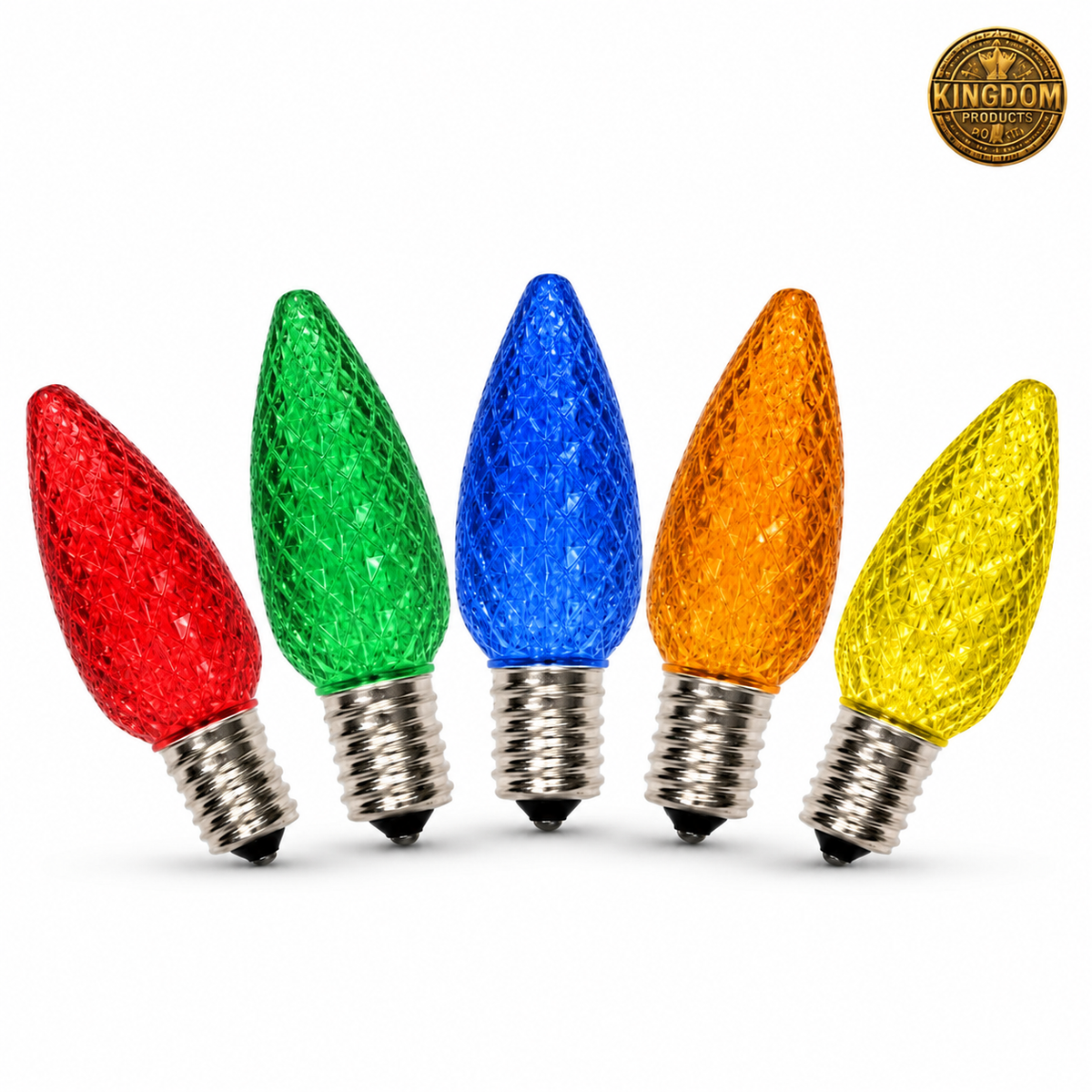 Kingdom C9 Multi bulbs in red, green, blue, orange and yellow