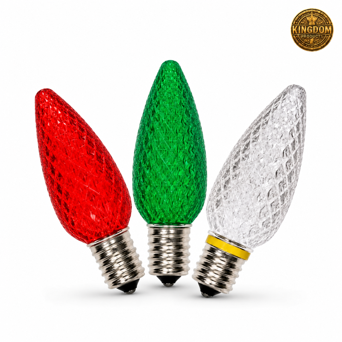 Kingdom C9 red, green and Warm White bulbs