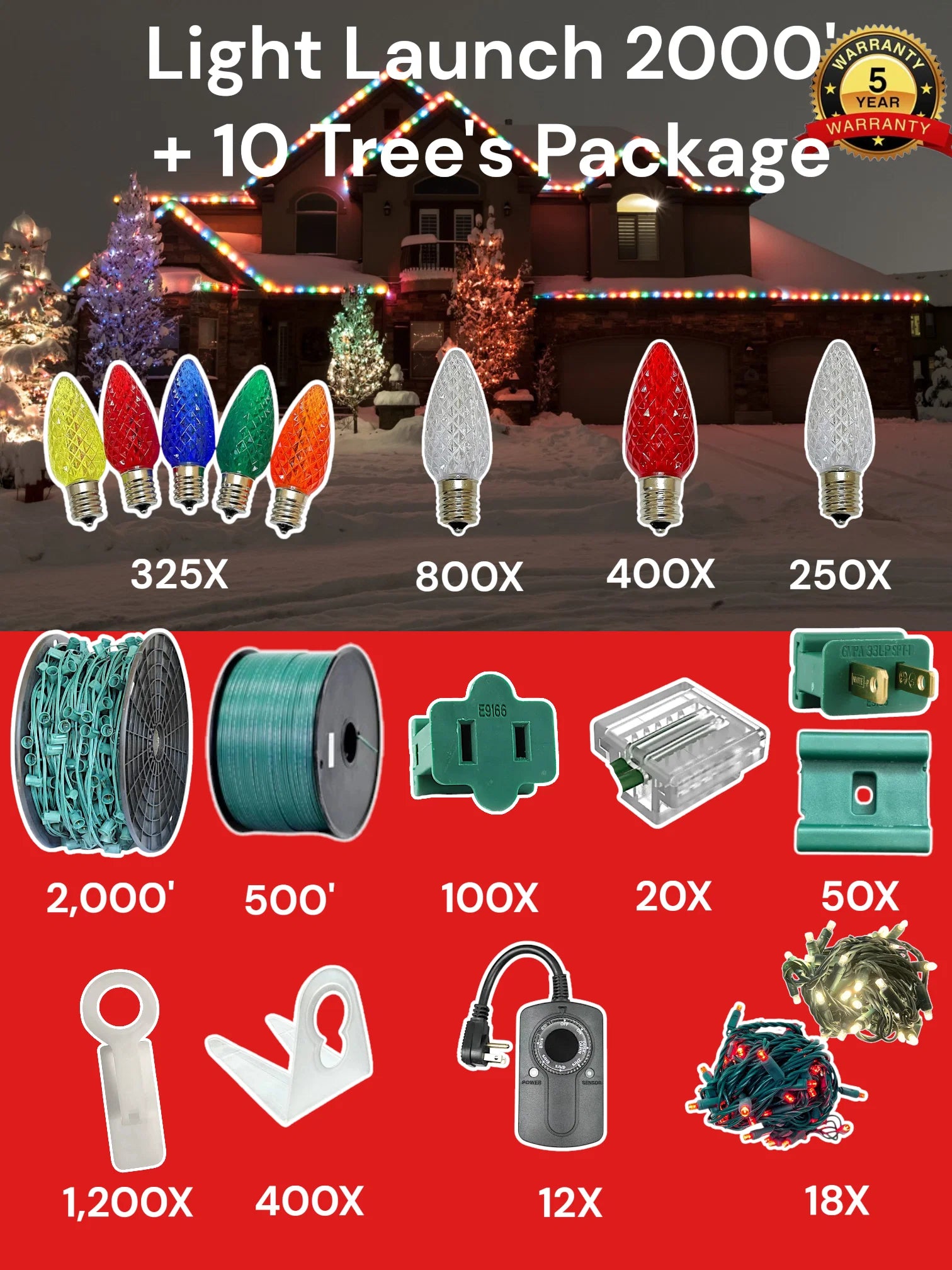 Light Launch 10 House Package with roofline and tree-lighting materials