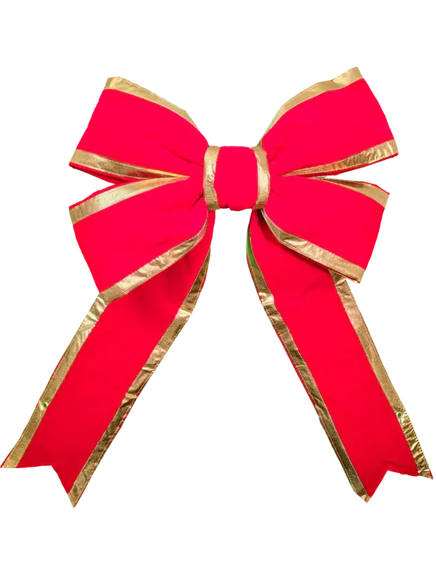 Red bow with gold trim on a white background