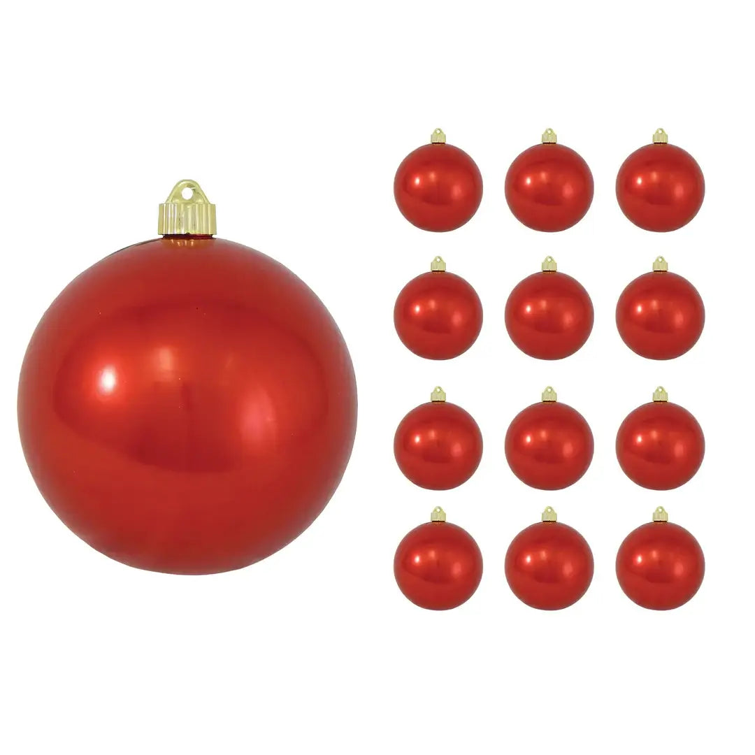 6" (150mm) Large Commercial Shatterproof Ball Ornaments, 1/Box, 12/Case, 12 Pieces