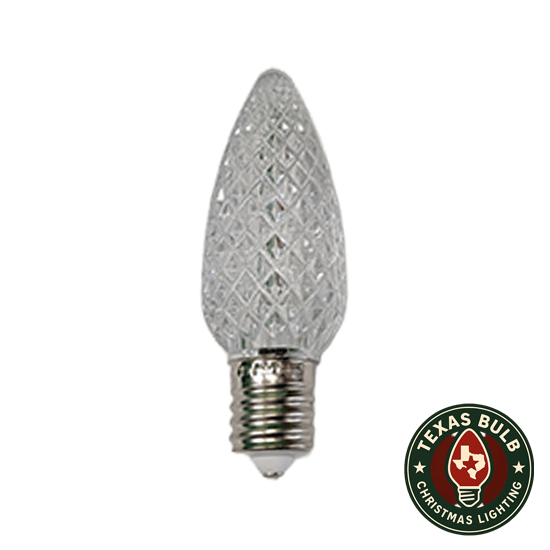 Decorative light bulb with textured design on a white background, featuring the Texas Bulb logo.